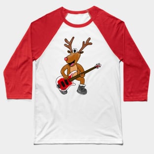 Christmas Bassist Rudolf The Reindeer Bass Guitar Baseball T-Shirt